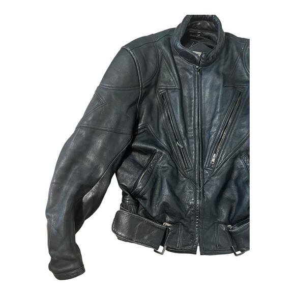 Teknic Leather Motorcycle Jacket Mens Vintage Moto Cafe Racer Biker Rider - Picture 3 of 9